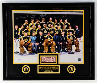 Boston Bruins 1969-70 Stanley Cup Champions Team-Signed Limited-Edition #36/50 Framed Display with COA (22" x 26")