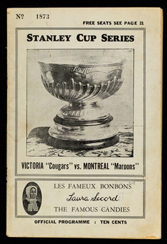 Montreal Forum March 30, 1926 Stanley Cup Finals Game 1 Program – Clint Benedict Shutout! - Last Series Contested by Non-NHL Team! 