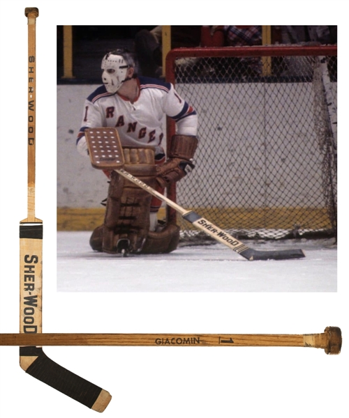 Ed Giacomins 1973-74 New York Rangers Sher-Wood Game-Used Stick 