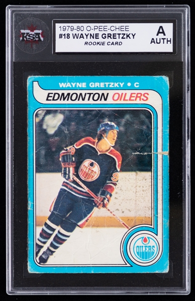 1979-80 O-Pee-Chee Hockey Card #18 HOFer Wayne Gretzky Rookie - Graded KSA Authentic