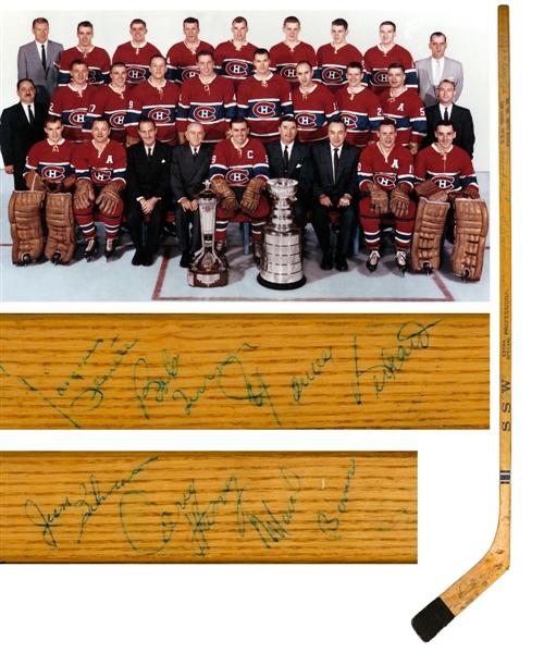 Montreal Canadiens 1959-60 Stanley Cup Champions Team-Signed Stick including Plante, Harvey, Beliveau and the Rocket 