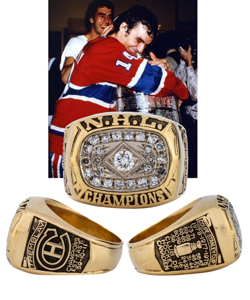 Mario Tremblays 1977-78 Montreal Canadiens Stanley Cup Championship 14K Gold and Diamond Ring with Presentation Box from His Personal Collection with His Signed LOA