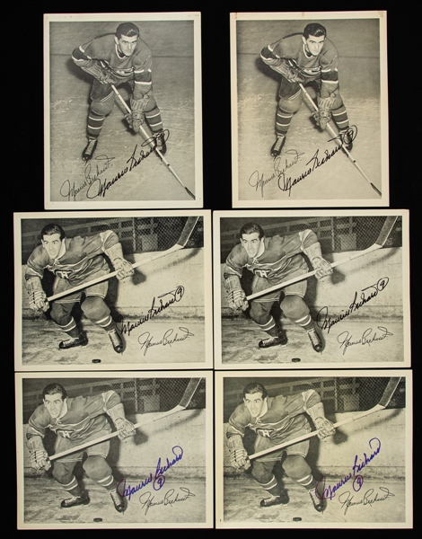 Montreal Canadiens 1945-54 Signed Quaker Oats Photos (59) Including Deceased HOFers Maurice Richard (6 - 2 Variations), Lach (7 - 2 Variations), Geoffrion, Bouchard (5 - 2 Variations) and Others