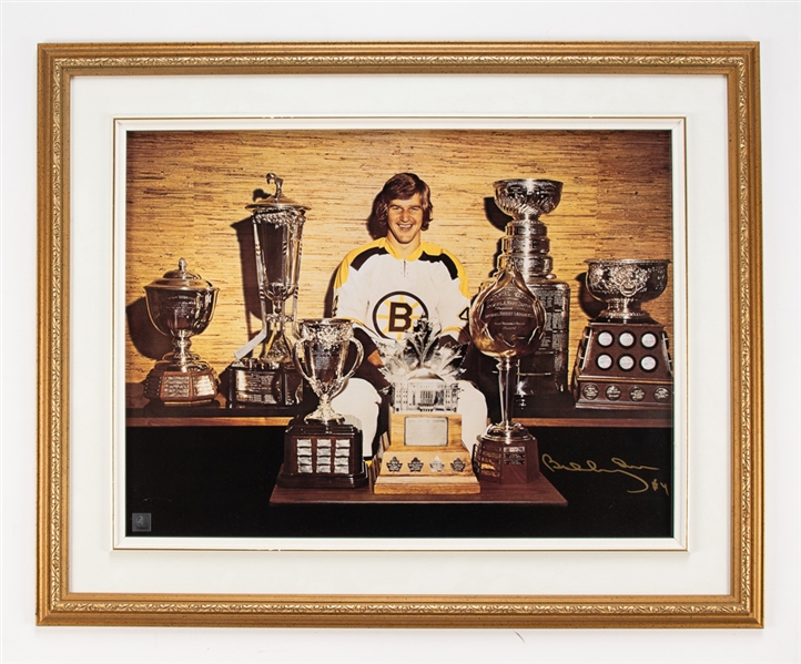 Bobby Orr Boston Bruins "NHL Career Awards" Signed Framed Photo Display with GNR COA (31 ½” x 25 ½”)