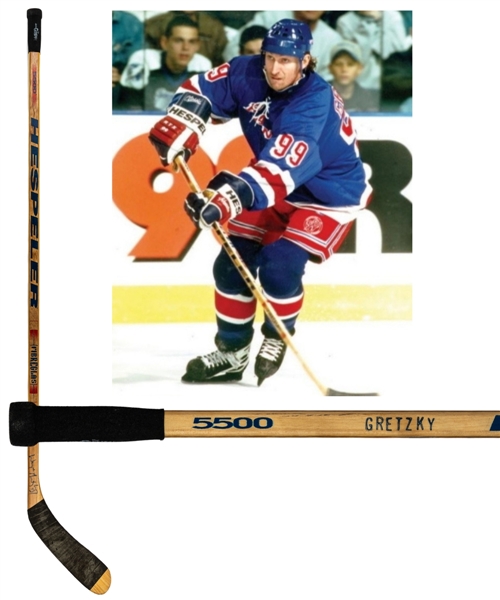 Wayne Gretzky’s 1997-98 New York Rangers Signed Hespeler Game-Used Stick with Shawn Chaulk LOA