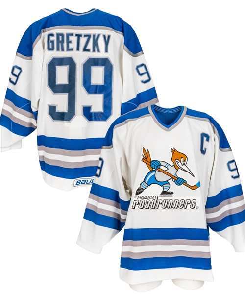 Wayne Gretzky Signed 1993 IHL Phoenix Roadrunners Pro On-Ice Style Captain’s Jersey with Shawn Chaulk LOA