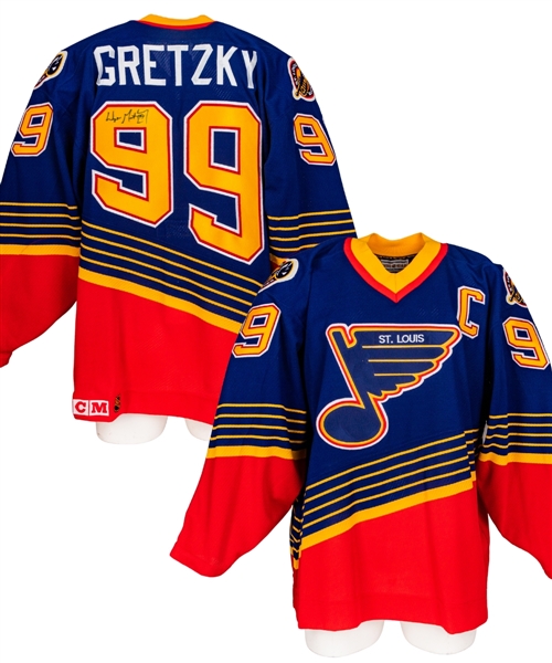 Wayne Gretzky St. Louis Blues Signed On-Ice Captain’s Jersey with Shawn Chaulk LOA