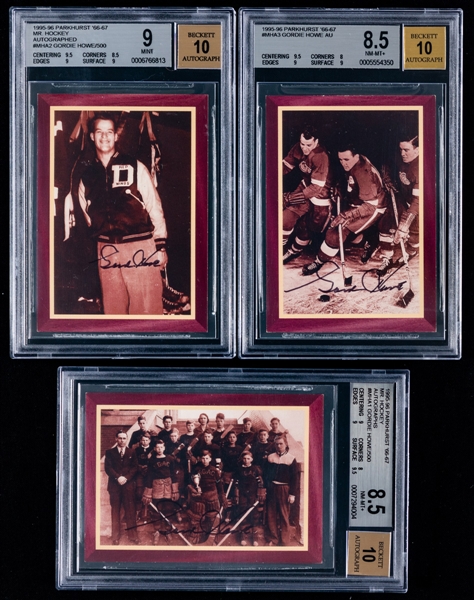1995-96 Parkhurst 66-67 Mr. Hockey Signed Limited-Edition Gordie Howe Hockey Cards (8) (/500) - Most Beckett Graded