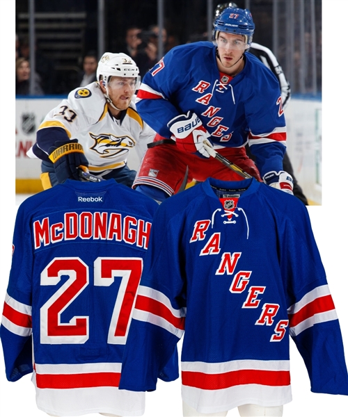 Ryan McDonaghs 2012-13 New York Rangers Game-Worn Playoffs Jersey with LOA