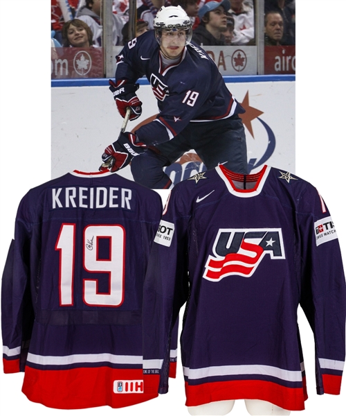 Chris Kreiders 2010 IIHF World Championships Signed Team USA Game-Worn Jersey with USA Hockey LOA