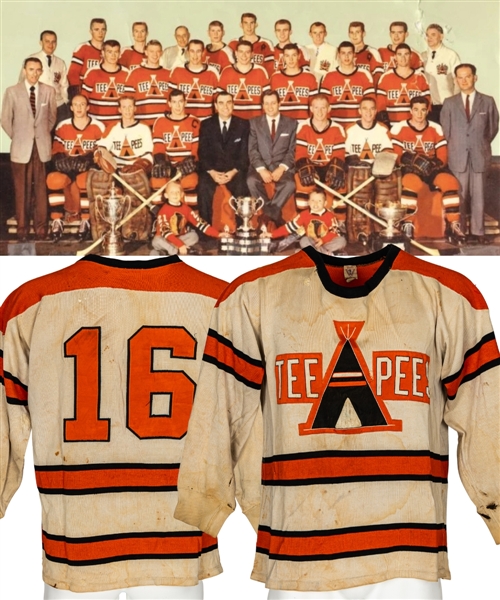 St. Catharines Teepees (OHA) Late-1950s/Early-1960s Game-Worn Jersey - Memorial Cup Champions in 1959-60! - Team Repairs!