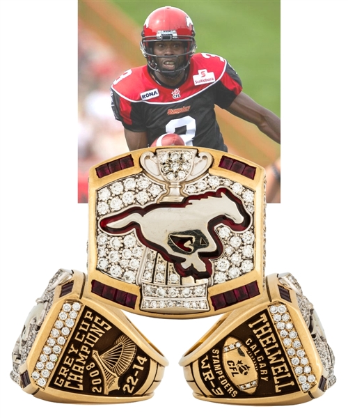 Ryan Thelwells 2008 Calgary Stampeders Grey Cup Championship 10K Gold and Diamond Ring