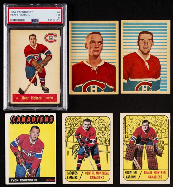 1950s to 2010s Montreal Canadiens Hockey Cards (108) Featuring Many Rookie Cards Including Henri Richard (PSA 1.5), Ken Dryden, Guy Lafleur, Yvan Cournoyer, Serge Savard and Others