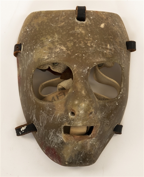 Late-1960s/Early-1970s Fiberglass Goalie Mask Originally Purchased from Gunzos in Chicago