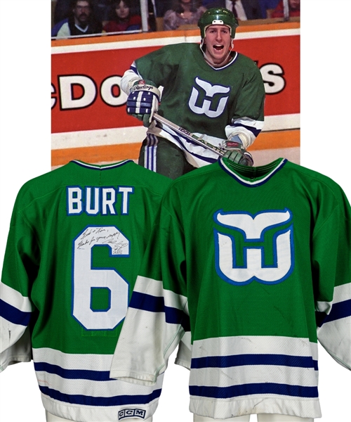 Adam Burt’s Late-1980s Hartford Whalers Signed Game-Worn Rookie Era Jersey