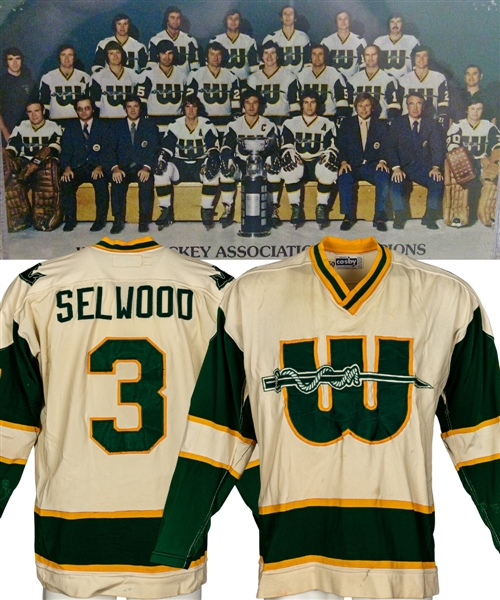 Brad Selwoods 1973-74 WHA New England Whalers Game-Worn Jersey - Team Repairs!
