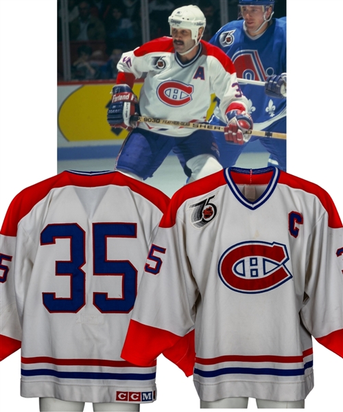 Mike McPhees 1991-92 Montreal Canadiens Game-Worn Captains Jersey - 75th Patch! 