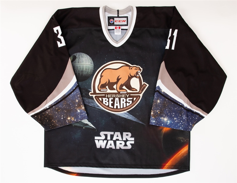 Parker Milners 2017-18 AHL Hershey Bears "Star Wars Night Signed Game-Issued Jersey with Team COA 
