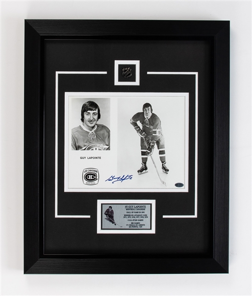 Guy Lapointe Montreal Canadiens Signed Team-Issued Photo Framed Display with COA (17" x 21")