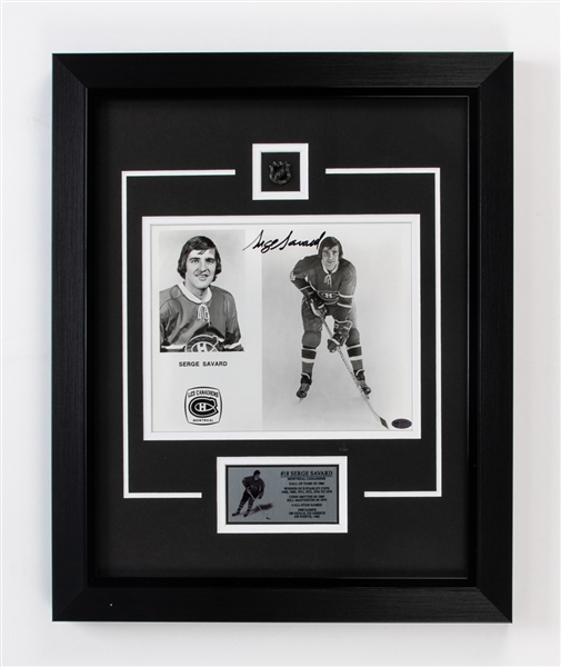 Serge Savard Montreal Canadiens Signed Team-Issued Photo Framed Display with COA (17" x 21")