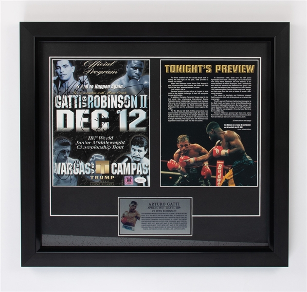 Arturo Gatti vs Ivan Robinson II Dual-Signed Fight Program Framed Display with JSA LOA (21" x 23")