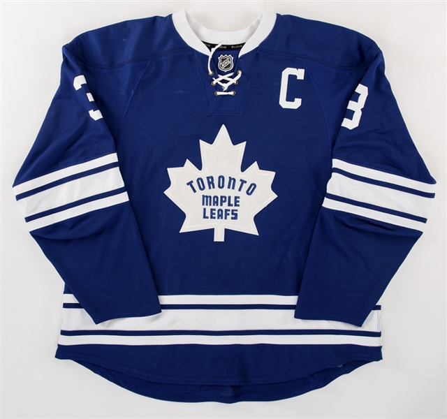 Dion Phaneufs 2011-12 Toronto Maple Leafs Game-Worn Captains Third Jersey with Team COA