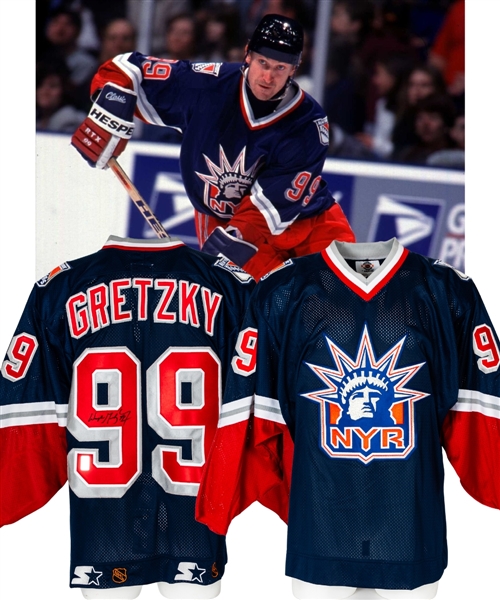 Wayne Gretzky Signed New York Rangers Lady Liberty Jersey with WGA COA