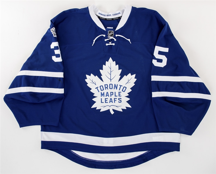 Curtis McElhinneys 2016-17 Toronto Maple Leafs Game-Worn Jersey with COA - NHL Centennial Patch! 