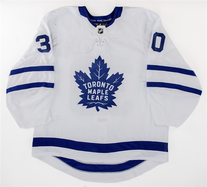 Michael Hutchinsons 2020-21 Toronto Maple Leafs Game-Worn Jersey with Team LOA - Photo-Matched!