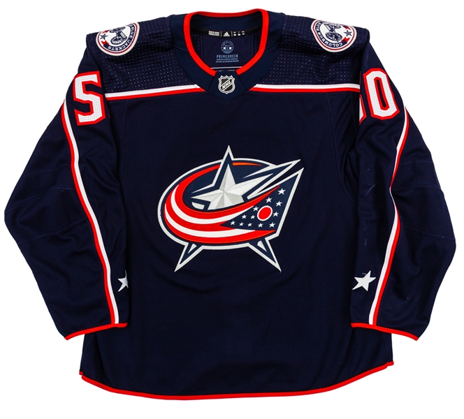 Eric Robinsons 2021-22 Columbus Blue Jackets Game-Worn Jersey with Team LOA 