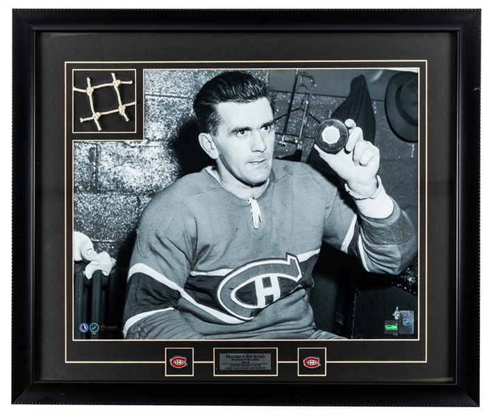 Montreal Canadiens Signed and Unsigned Framed Photo Displays Collection of 6 Including Jean Beliveau, Maurice Richard and Guy Lafleur