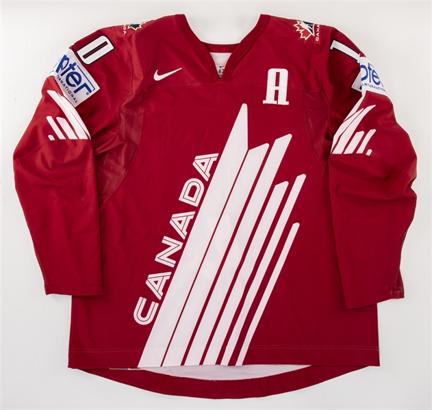 Corey Perrys 2010 IIHF World Championship Team Canada Signed Game-Worn Alternate Captains Third Jersey with Hockey Canada LOA 