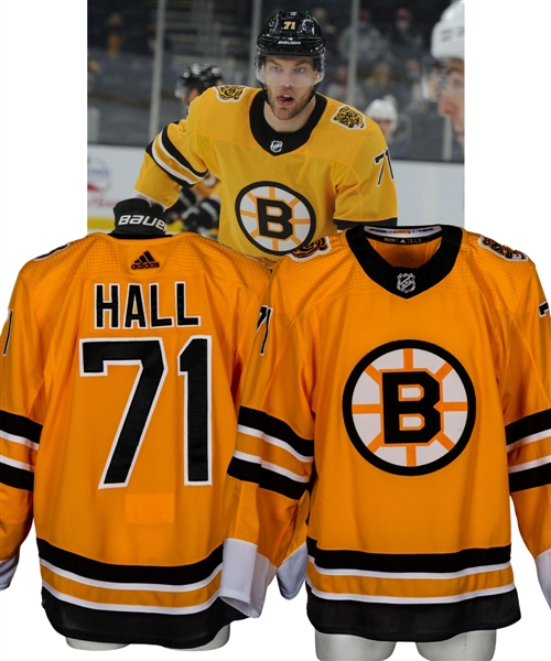 Taylor Halls 2020-21 Boston Bruins Reverse Retro Game-Worn Jersey with LOA - Photo-Matched! 