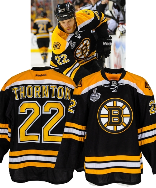 Shawn Thorntons 2012-13 Boston Bruins Stanley Cup Finals Jersey with LOA - 2013 Stanley Cup Finals Patch! - Photo-Matched! 