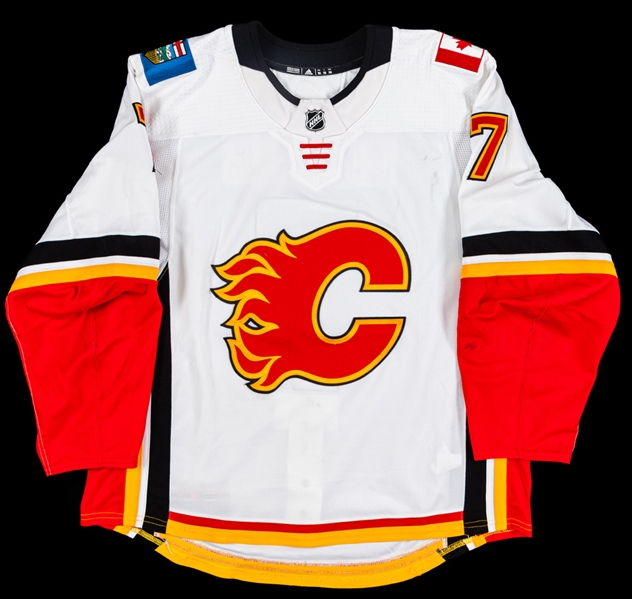 T.J. Brodies 2018-19 Calgary Flames Game-Worn Jersey with Team LOA - Photo-Matched!