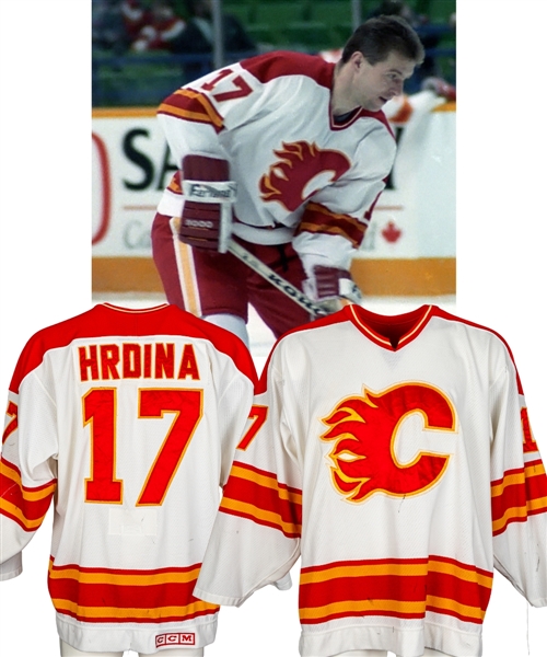 Jiri Hrdinas 1988-89 Calgary Flames Game-Worn Rookie Season Jersey with Team LOA and MeiGray COR