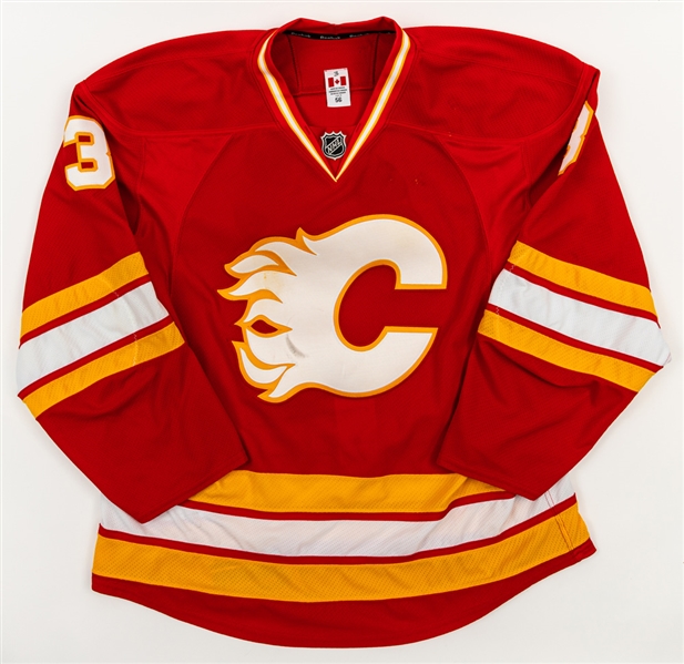 David Schlemkos 2014-15 Calgary Flames Game-Worn Third Jersey 