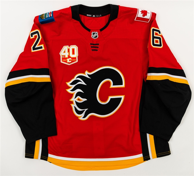 Michael Stones 2019-20 Calgary Flames Game-Worn Jersey with Team LOA - 40th Season Patch! 