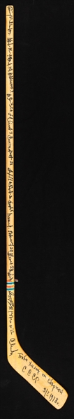 Soviet National Team 1977-78 Team-Signed Stick Originally Presented to Winnipeg Jets Bobby Hull with LOA
