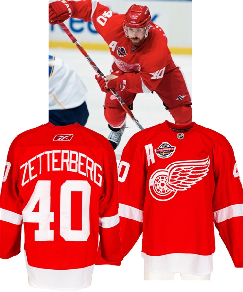 Henrik Zetterbergs 2009-10 Detroit Red Wings “NHL Premier 2009” Game-Worn Alternate Captains Jersey with LOA – NHL Premier 2009 Patch! - Photo-Matched!