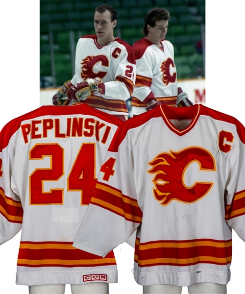 Jim Peplinskis 1988-89 Calgary Flames Game-Worn Captains Jersey with LOA