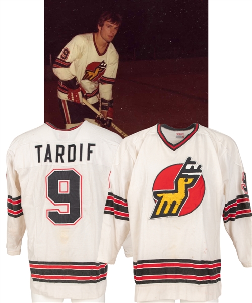 Marc Tardifs 1974-75 WHA Michigan Stags Game-Worn Jersey - First and Only Season for Team in WHA! 