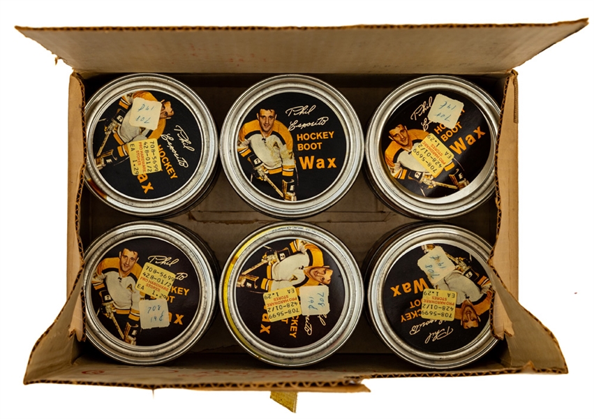 Phil Esposito Hockey Boot Wax Complete Store Display Box with 12 Unopened Tins