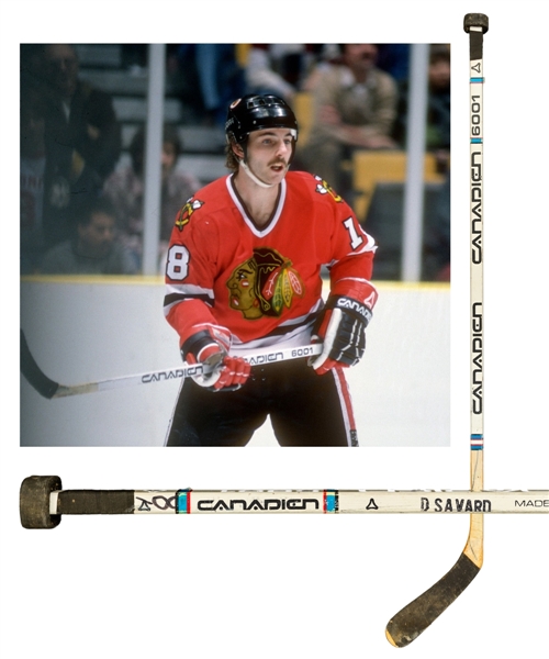 Denis Savards 1982-83 Chicago Black Hawks Canadien Game-Used Stick 