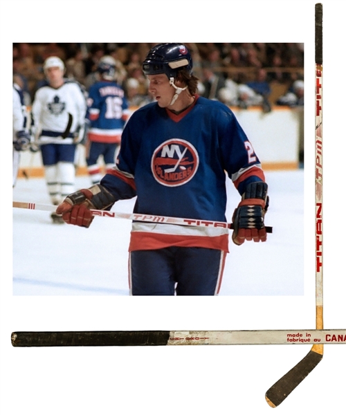 Mike Bossys Early-1980s New York Islanders Signed Titan TPM Game-Used Stick 