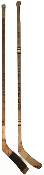 Vic Hadfields Mid-to-Late-1960s Northland and Rod Gilberts Early-1970s Sher-Wood New York Rangers Game-Used Sticks 