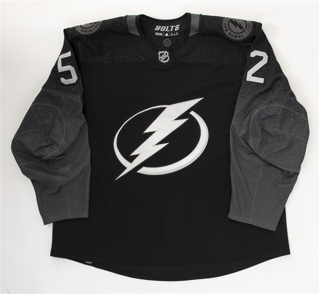Cal Footes 2021-22 Tampa Bay Lightning Game-Worn Third Jersey with Team LOA - Photo-Matched!