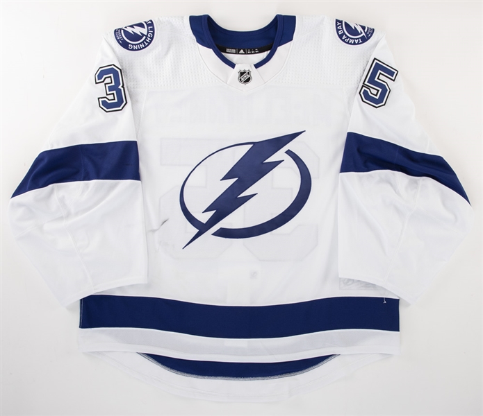 Curtis McElhinneys 2020-21 Tampa Bay Lightning Game-Worn Jersey with COA - Stanley Cup Championship Season!