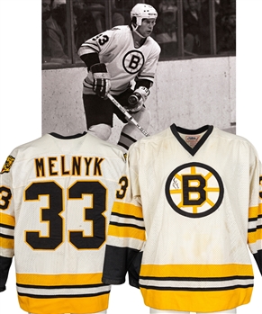Larry Melnyks 1980-81 Boston Bruins Game-Worn Rookie Season Jersey with LOA