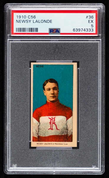 1910-11 Imperial Tobacco C56 Hockey Card #36 HOFer Edouard "Newsy" Lalonde Rookie - Graded PSA 5